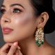 Mirror Cluster Tassel Earrings with Pearl & Green Beads Pair